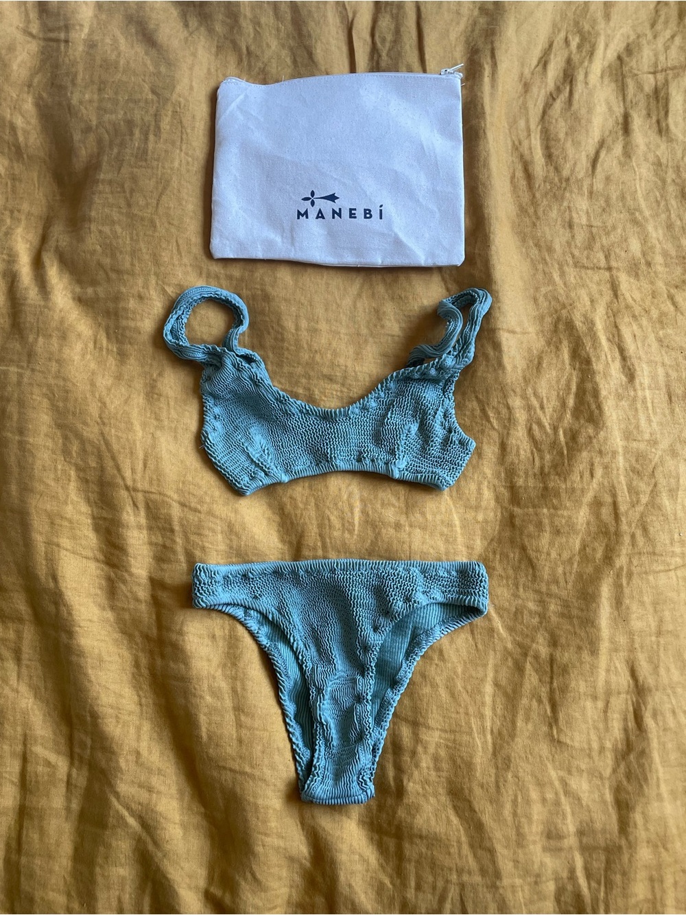 Women's Manebi Textured Bikini Set in Light Blue